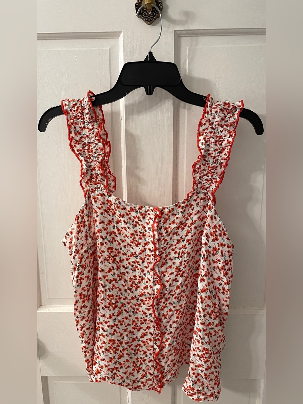 Topshop Red Floral Ruffle Tank - Picture 2 of 8